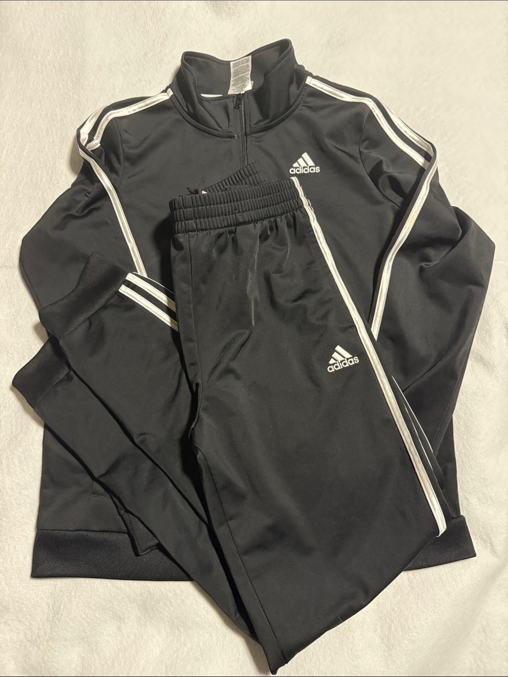adidas Kids Black Track Pants with White 3-Stripes